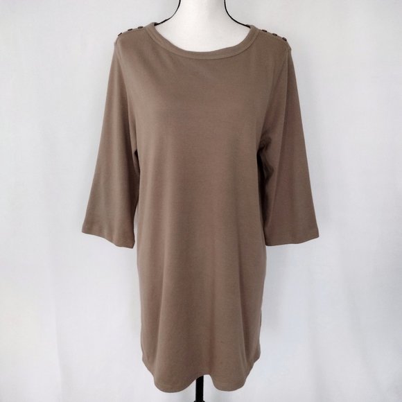 Blair Tops - Blair Brown Knit 3/4 Sleeve Casual Tunic Top